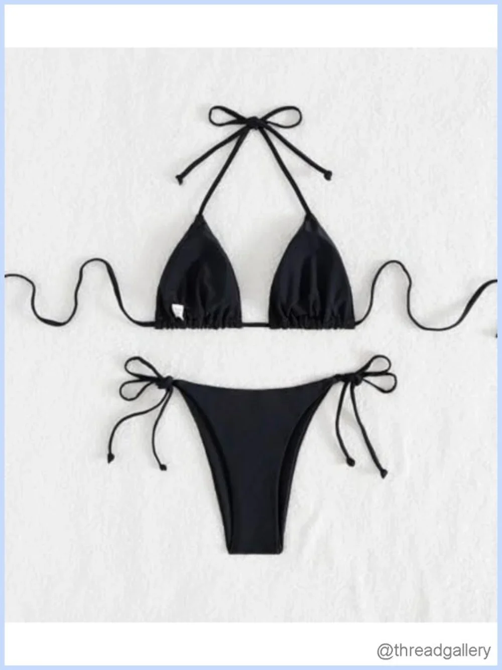Women's Halter Bikini Thong Two Piece Push Up Removable Pads Drawstring Swimwear